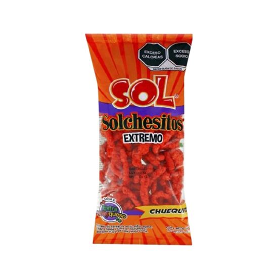 Imagen de Botana de maíz sabor queso, chile y limón Sol Solchesitos Chuequito Extremo 100g