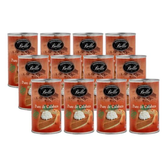 Imagen de Puré de calabaza 100% natural MISSISSIPPI Belle en lata caja con 12 pzas de 425g c/u (5.1kg)
