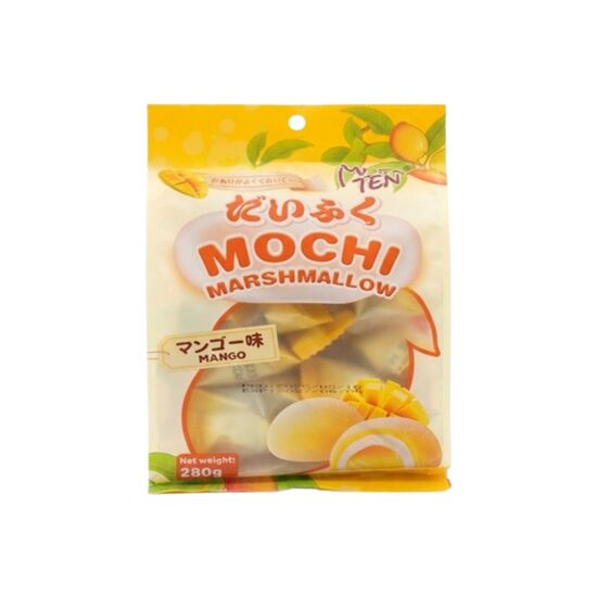 Imagen de Pastelito japonés de arroz relleno de jalea sabor mango Mochi Marshmallow 10 pzas (280g)