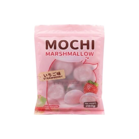 Imagen de Pastelito japonés de arroz relleno de jalea sabor fresa Mochi Marshmallow 10 pzas (280g)