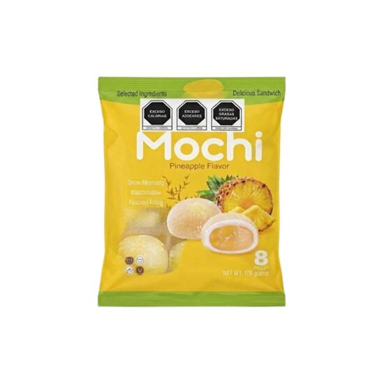 Imagen de Pastelito japonés de arroz con relleno sabor piña Mochi 9 pzas (135g)