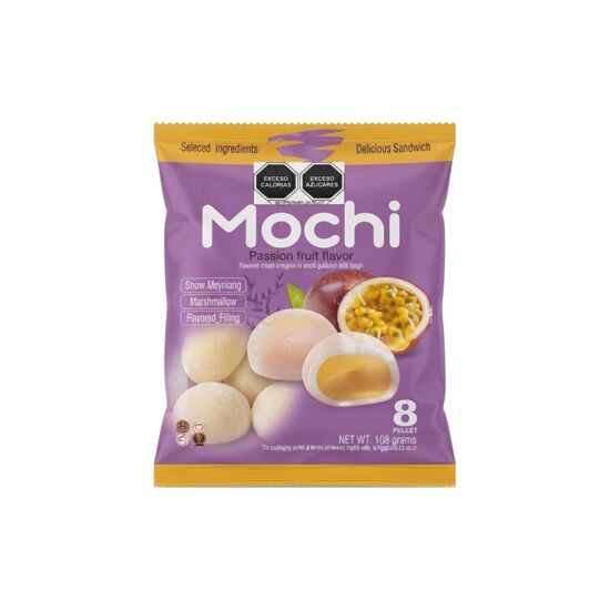 Imagen de Pastelito japonés de arroz con relleno sabor maracuyá Mochi 9 pzas (135g)