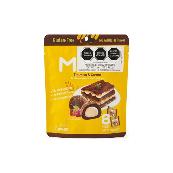 Imagen de Pastelito japonés de arroz con relleno sabor tiramisú Royal Family Mochi 8 pzas (120g)