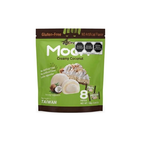 Imagen de Pastelito japonés de arroz con relleno sabor pay de coco Royal Family Mochi 8 pzas (120g)