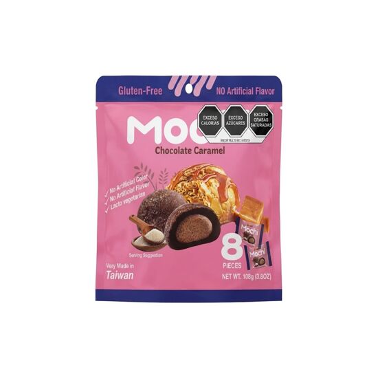 Imagen de Pastelito japonés de arroz con relleno sabor caramelo salado Royal Family Mochi 8 pzas (120g)