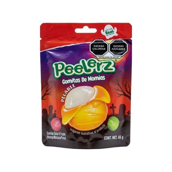 Imagen de Gomitas pelables sabores frutales (naranja, manzana y fresa) Amos Peelerz Momias 65g