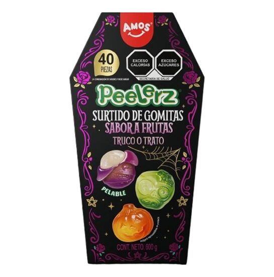 Imagen de Surtido de gomitas pelables sabor a frutas Amos Peelerz Truco o trato 600g